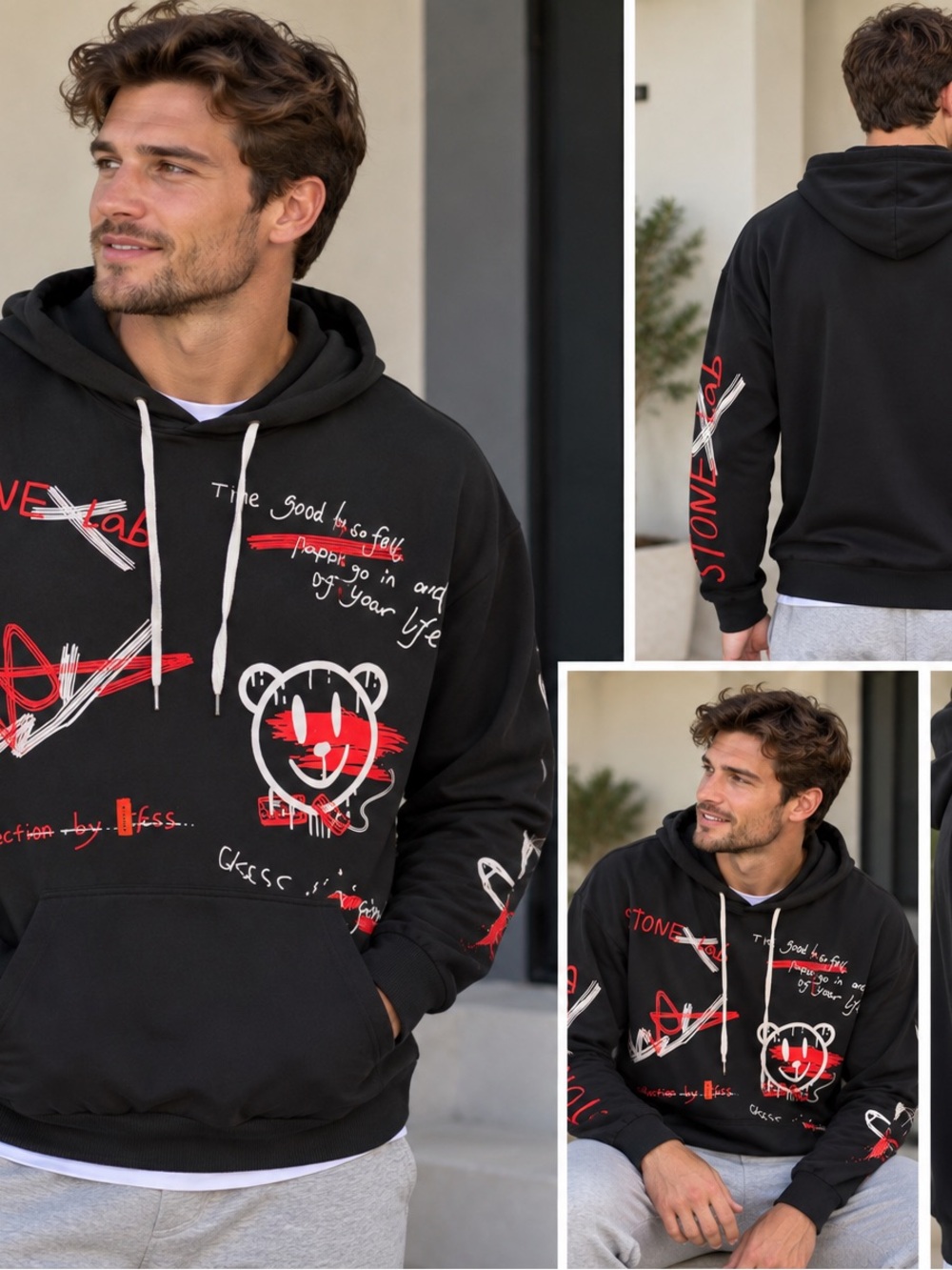 Men’s Stone Lab Black Graphic Hoodie